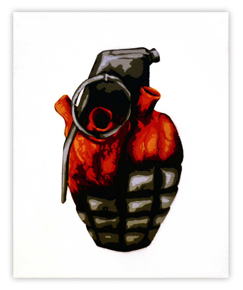 heart grenade stencil