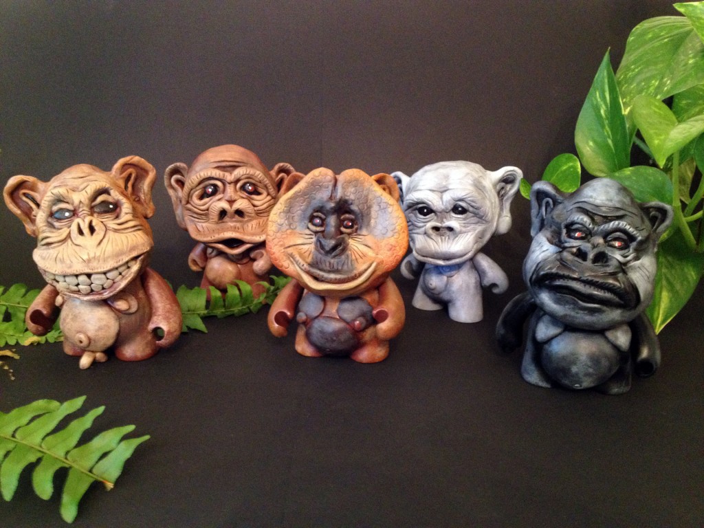 “Intelligent Apes Toy Series” by Mr. Prvrt. 100 each (MVP print included with purchase)