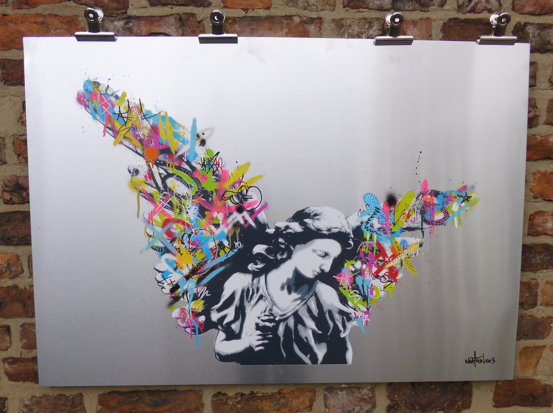"Angel" by Martin Whatson.  100 x 70cm 15-color Screenprint, hand-finished on aluminium.  Ed of 5 S/N.  £800 ($1253US)