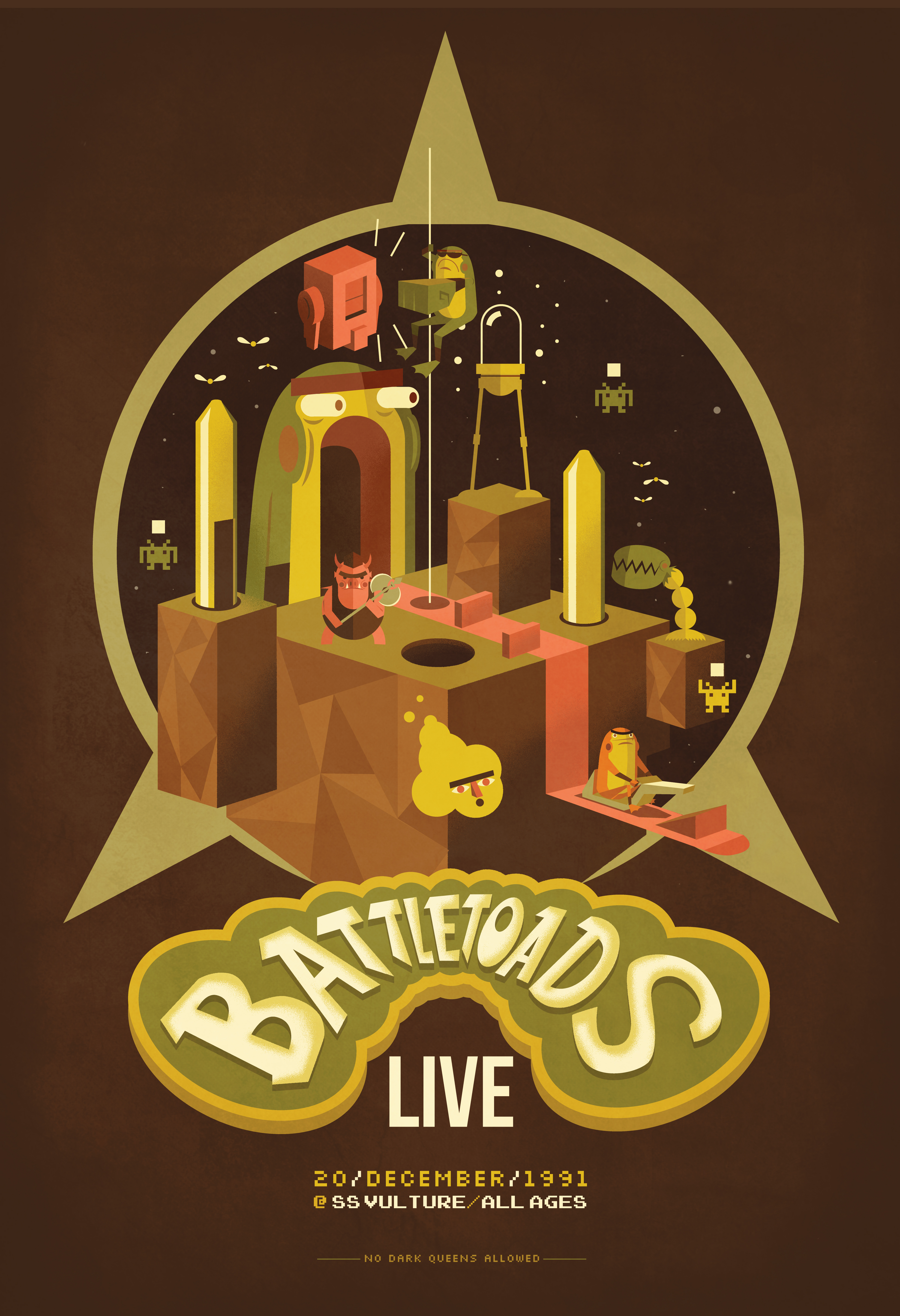 "Battletoads Live" by Jorsh Pena.  13" x 19" Giclee.  Ed of 40 N.  $35