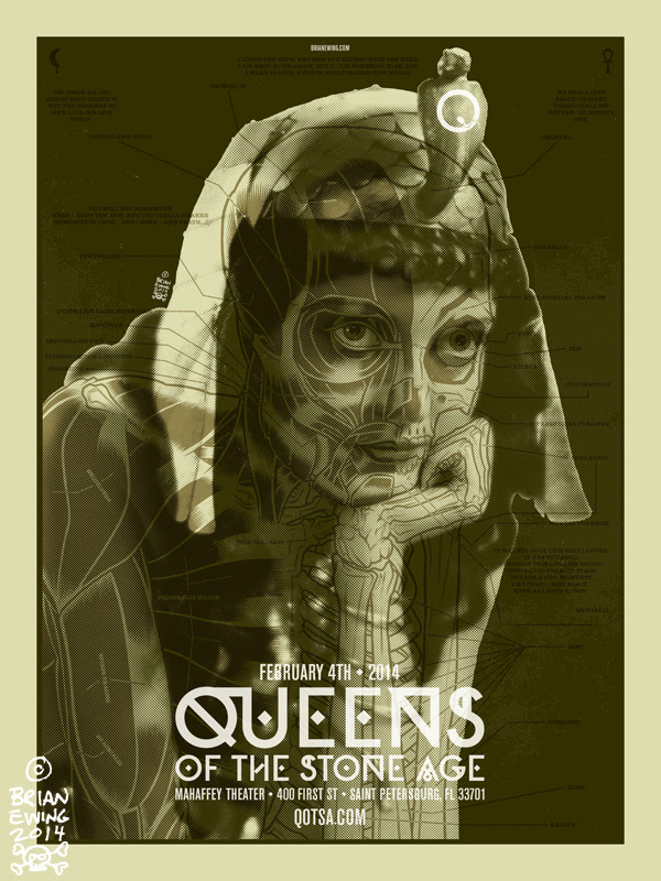 Queens of the Stone Age gig posters by Brian Ewing ...
 Queens Of The Stone Age Poster 2014