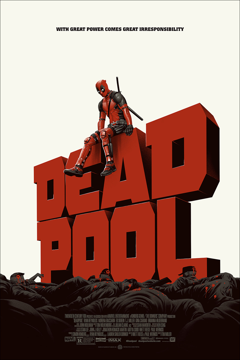 Deadpool (Version 1) by Phantom City Creative. 24"x36" screen print. Hand numbered. Edition of 275. Printed by D&L Screenprinting. $45