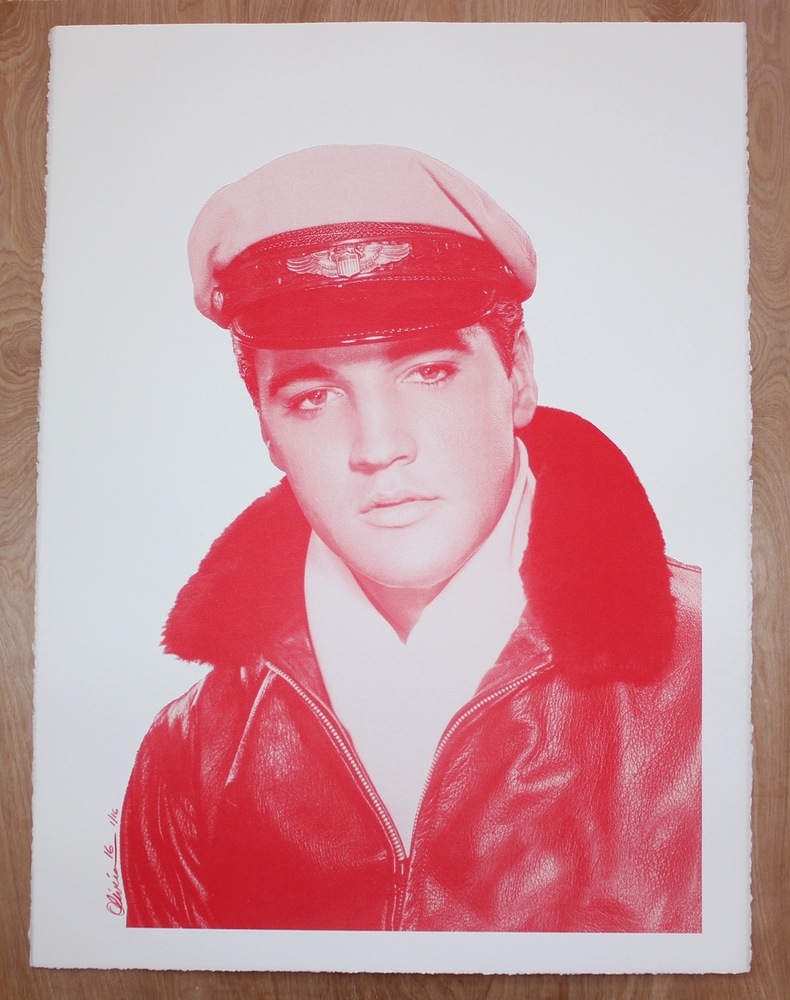 "Crazy About Elvis" by Tim Oliveira.  22.5" x 30" Screenprint.  Ed of 16 S/N.  $40 (Red)