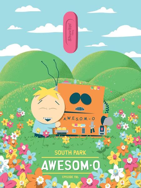 "Awesom-O" by Florey.  18" x 24" 7-color Screenprint.  Ed of 225 N.  $40