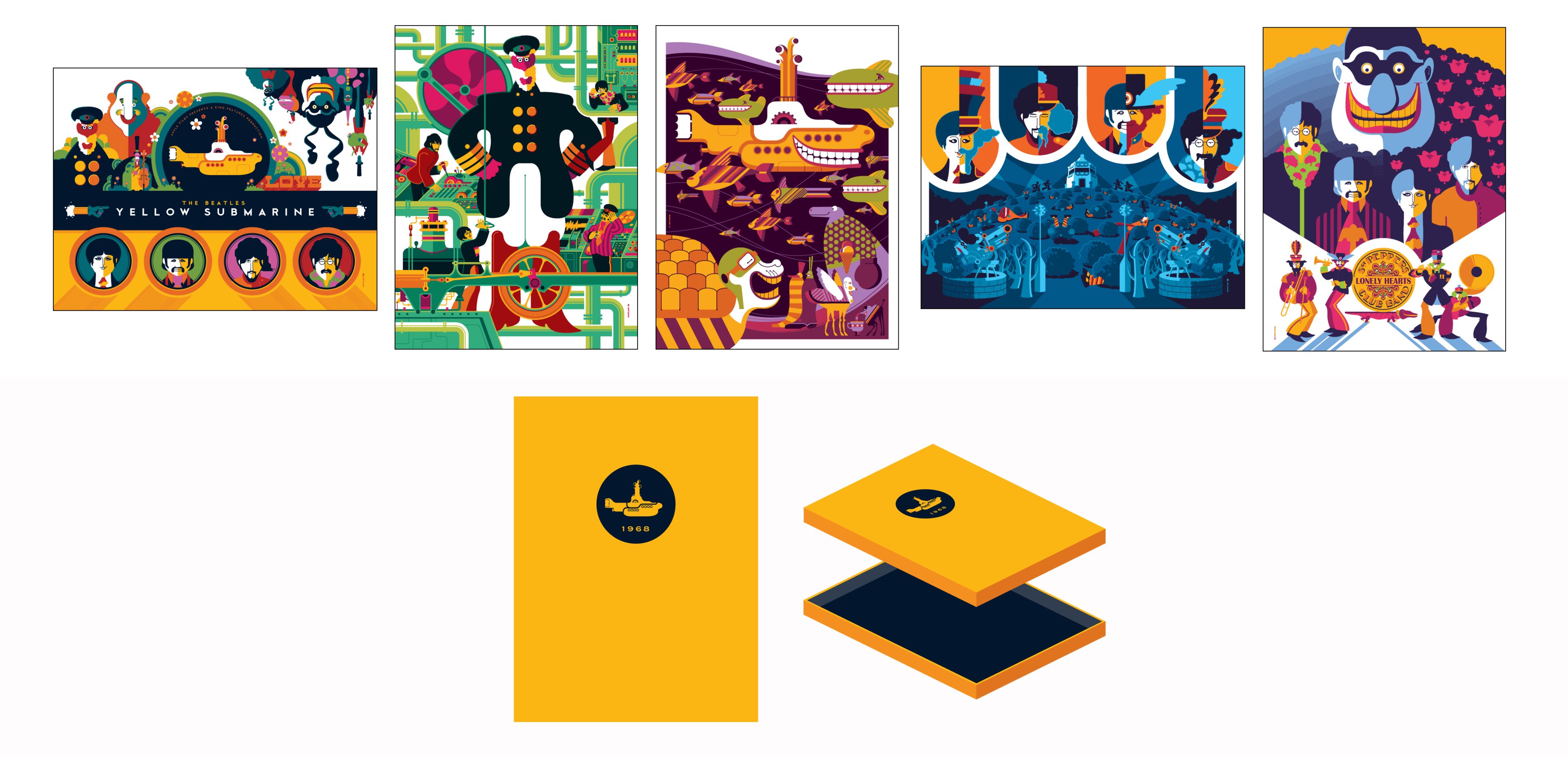 “The Beatles, Yellow Submarine” print set by Tom Whalen | 411posters